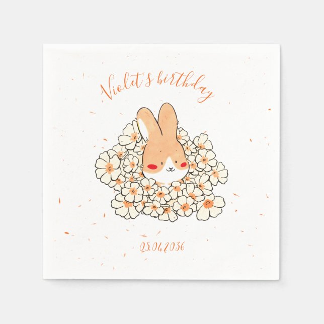 Personalisiertes Geburtstags-Taschentuch Hase Serviette (Vorderseite)