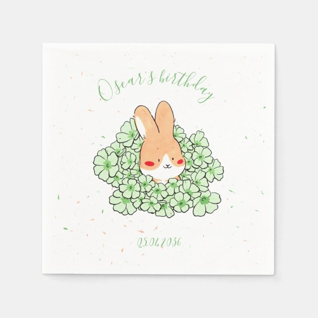 Personalisiertes Geburtstags-Taschentuch Hase Serviette (Vorderseite)