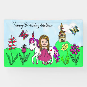 Personalisiertes Geburtstagsbanner Prinzessin und  Banner