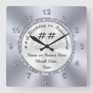 Personalisiertes Geburtstagsgeschenk für Sie, Ihn, Quadratische Wanduhr