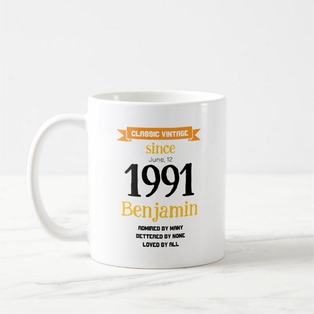 Personalisiertes Geburtstagsgeschenk Kaffeetasse (Links)
