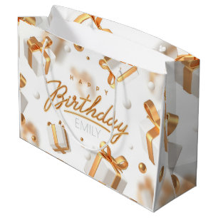 Personalisiertes Geburtstagsgold und -streifen Große Geschenktüte