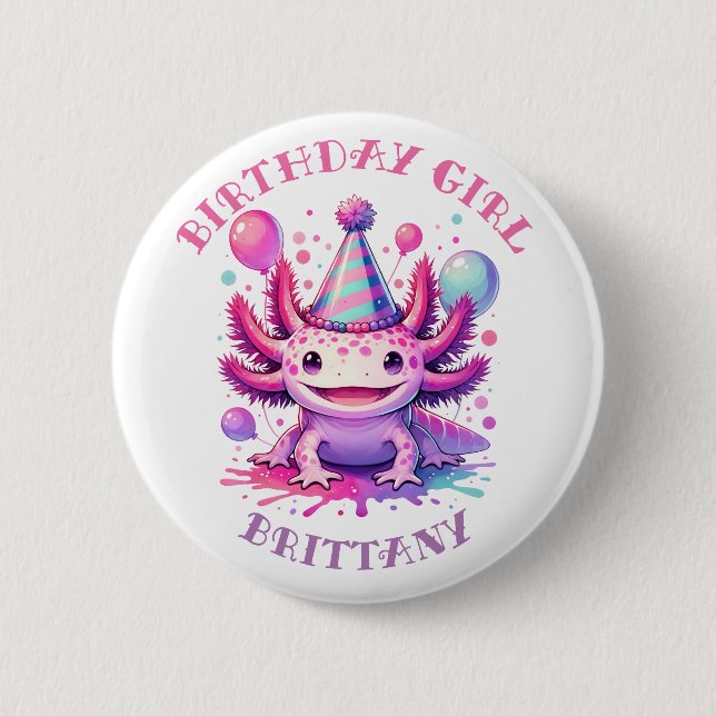 Personalisiertes Geburtstagskind | Anime Axolotl Button (Vorderseite)