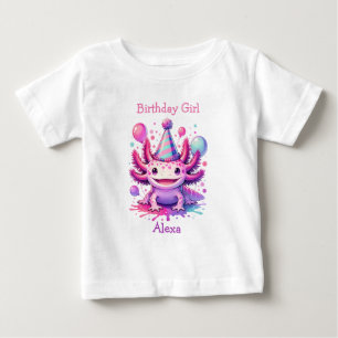 Personalisiertes Geburtstagskind   Axolotl Themed Baby T-shirt
