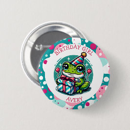 Personalisiertes Geburtstagskind | Frog Themed Button
