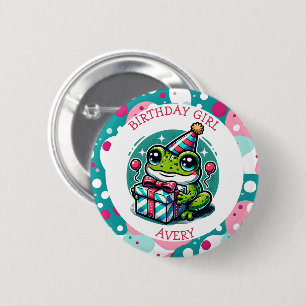 Personalisiertes Geburtstagskind   Frog Themed Button