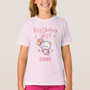 Personalisiertes Geburtstagsmädchen-Teddybär-T-Shi T-Shirt