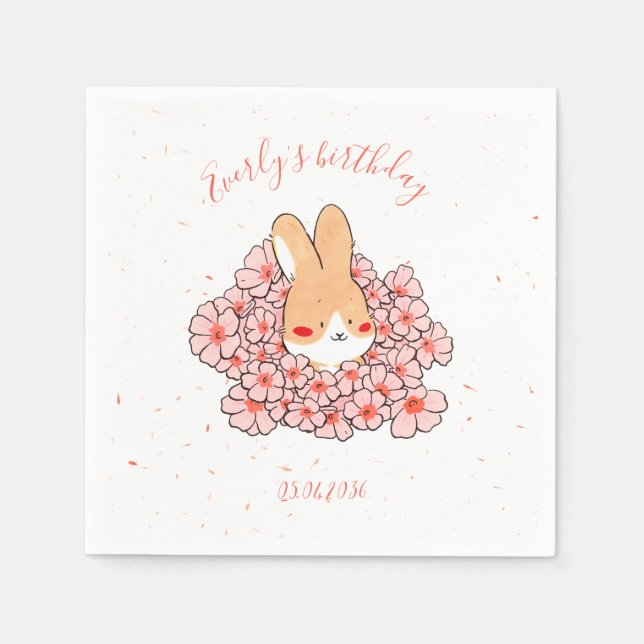 Personalisiertes Geburtstagspapierhandtuch Hase Serviette (Vorderseite)