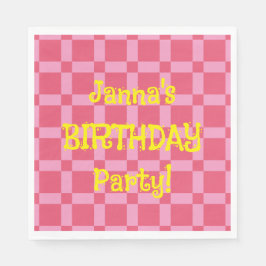 Personalisiertes Geburtstagsparteienrosa Prüfmuste Serviette