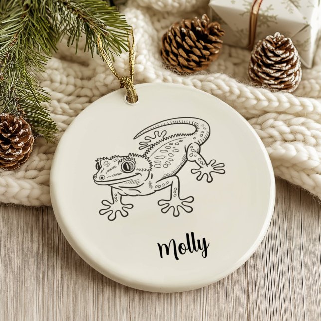 Personalisiertes Gecko-Weihnachten Keramik Ornament (Von Creator hochgeladen)