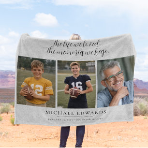 Personalisiertes Gedenken an 3 Fotos Geschenk Fleecedecke