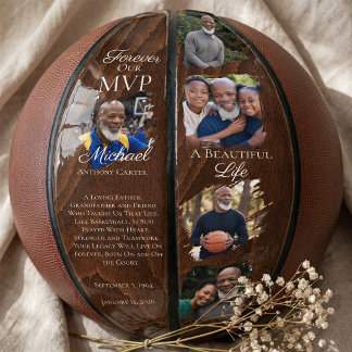 Personalisiertes Gedenkfoto-Andenken Holzoptik Basketball