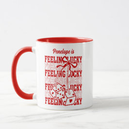 Personalisiertes Gefühl Lucky Dice Cherry Red Bow  Tasse