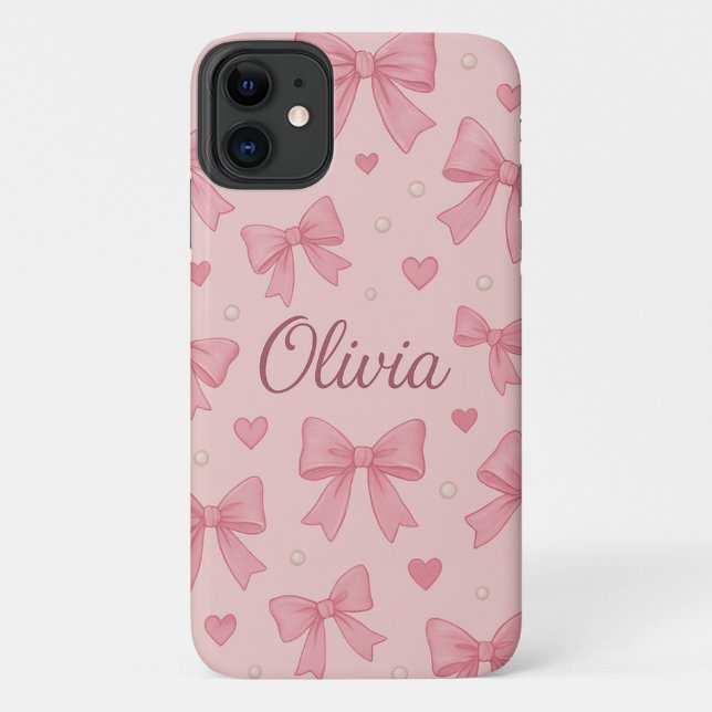 Personalisiertes Gehäuse für Rosa Bow & Herz - kun Case-Mate iPhone Hülle (Rückseite)