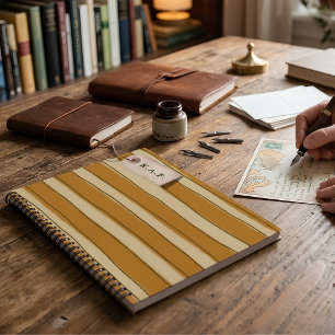 Personalisiertes gelb gestreiftes Anfangs-Lesezeic Notizbuch