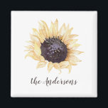Personalisiertes Gelb- und Braunblütenmagazin Magnet<br><div class="desc">Dieser Kühlschrank-Magnet zeichnet sich durch eine Aquarellbilder aus,  die eine gelbe und braune Sonnenblumenblüte veranschaulicht. Ihr Name oder ein anderer personalisierter Text wird unten in der Koordination der dunkelbraunen Schriftzeichen beschrieben. Geben Sie im Vorlagenfeld Ihren eigenen Namen oder eine andere Nachricht ein.</div>
