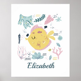 Personalisiertes Gelb- und Rosa-Meer Poster