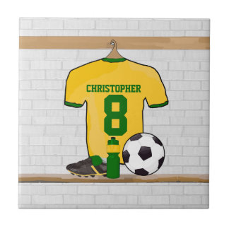Personalisiertes gelbes Grün Fußball Jersey Fliese