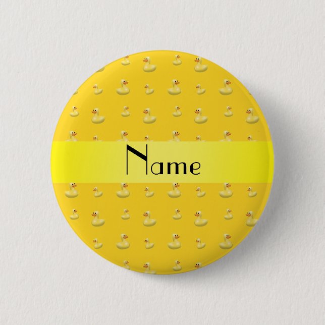 Personalisiertes gelbes Gummientennamensmuster Button (Vorderseite)