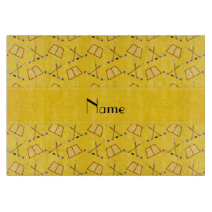 Personalisiertes gelbes Hockeynamensmuster Schneidebrett