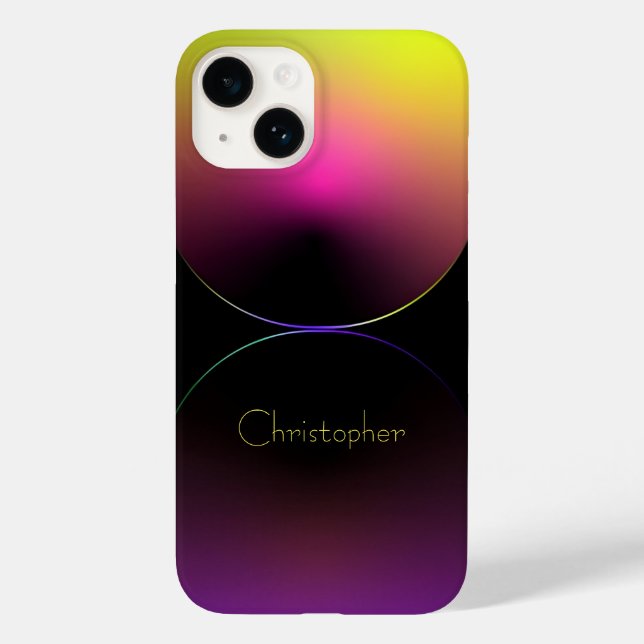 Personalisiertes gelbes Radialtexturtelefon 15 Case-Mate iPhone Hülle (Rückseite)