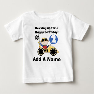Personalisiertes gelbes Rennen-Auto-2. Baby T-shirt