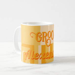 Personalisiertes gelbes Retro-Geometrik Kaffeetasse