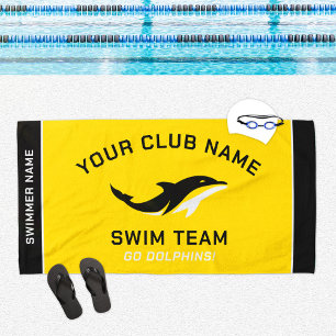 Personalisiertes Gelbes Schwimmteam Schwimmername Strandtuch