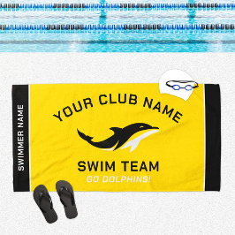 Personalisiertes Gelbes Schwimmteam Schwimmername Strandtuch