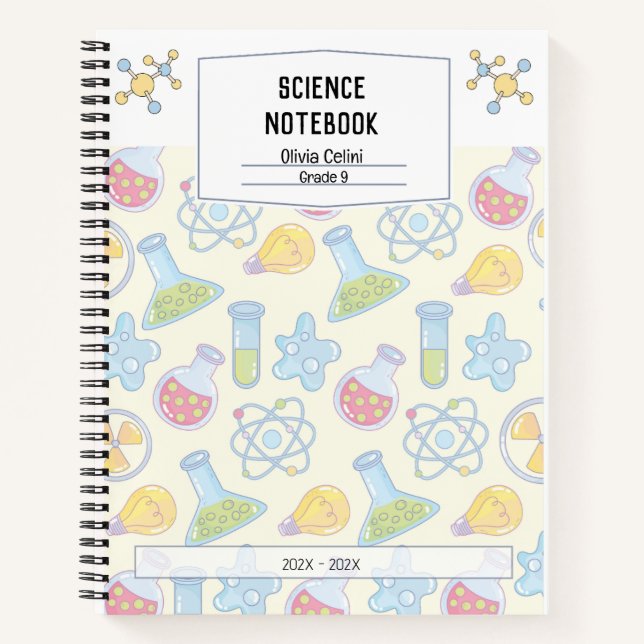 Personalisiertes, gelbes Science-Notebook Notizbuch (Vorderseite)