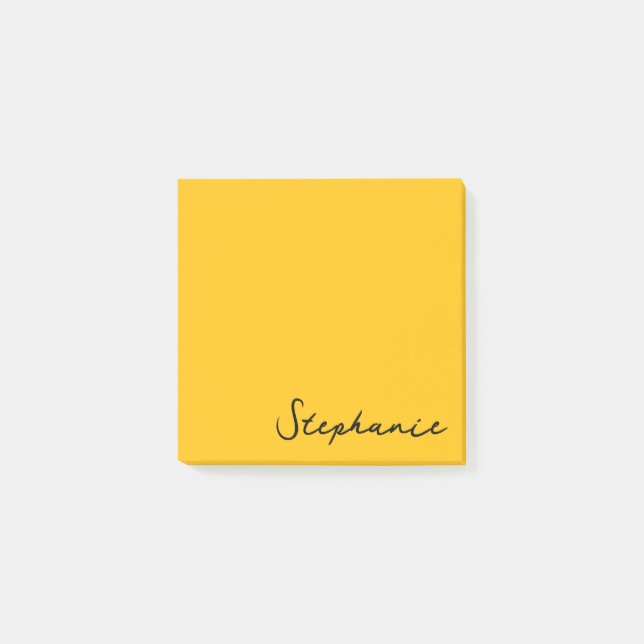 Personalisiertes gelbes Script Post it Sticky Note Post-it Klebezettel (Vorderseite)