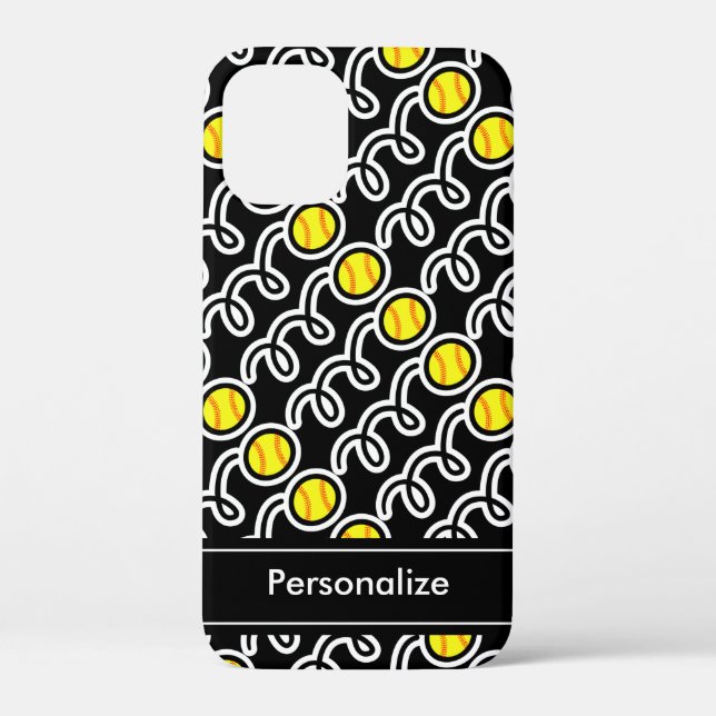 Personalisiertes gelbes Softball-Design iPhone 4 G Case-Mate iPhone Hülle (Rückseite)