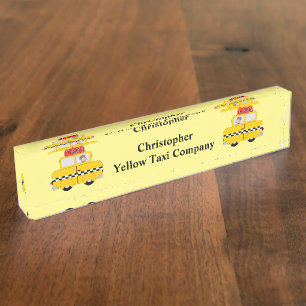 Personalisiertes gelbes Taxi Namensplakette