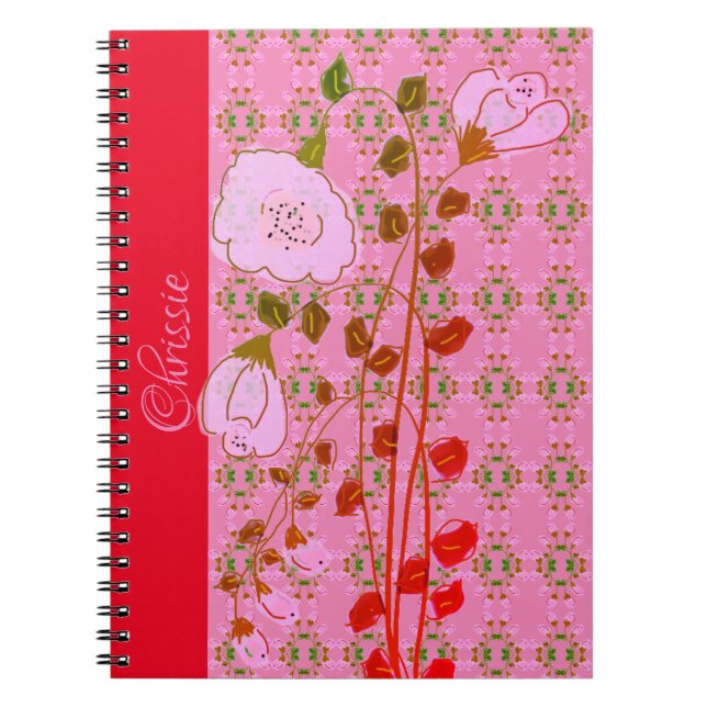 Personalisiertes Gemustertes Notebook in Rosa und  Notizblock (Vorderseite)
