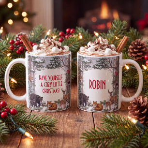 Personalisiertes gemütliches Waldtier-Weihnachten Kaffeetasse