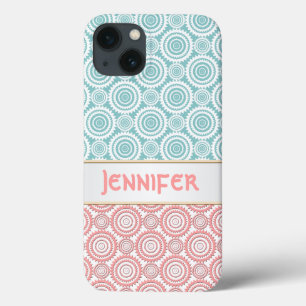 Personalisiertes geometrisches Design in Aqua und Case-Mate iPhone Hülle