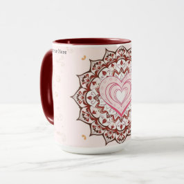 Personalisiertes geometrisches Herz Mandala Liebe Tasse