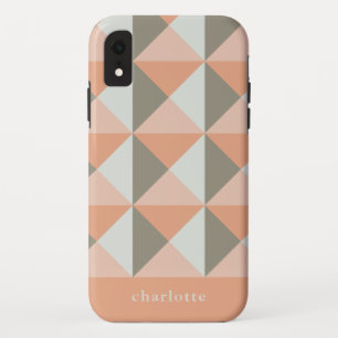 Personalisiertes geometrisches Muster Peach Taupe Case-Mate iPhone Hülle
