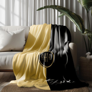 Personalisiertes geometrisches Schwarz-Gold-Design Fleecedecke