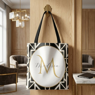 Personalisiertes geometrisches Schwarz Weiß Gold M