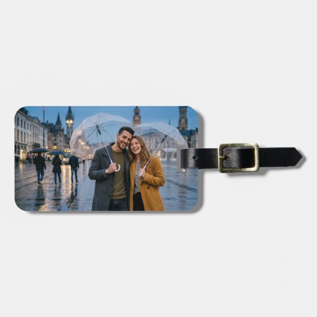 Personalisiertes Gepäckanhänger-Foto-Collage Custo Gepäckanhänger (Vorderseite horizontal)