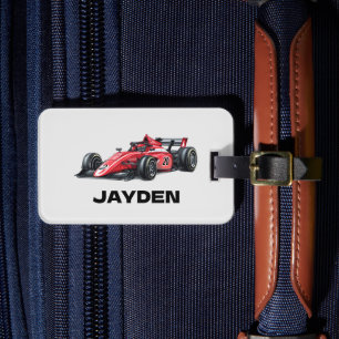 Personalisiertes Gepäckanhänger Jungen Rennwagen