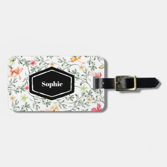 Personalisiertes Gepäckstück mit tropischem Flor Gepäckanhänger (Vorderseite horizontal)