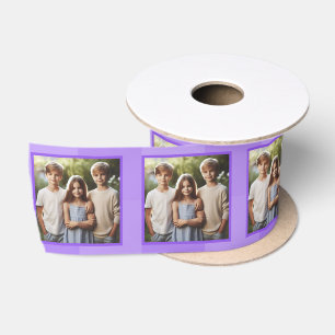Personalisiertes Gerahmtes Foto Weiß und Royal Lil Satinband