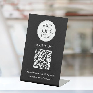 Personalisiertes Geschäftslogo QR-Code Einfach Mod Sockelschild