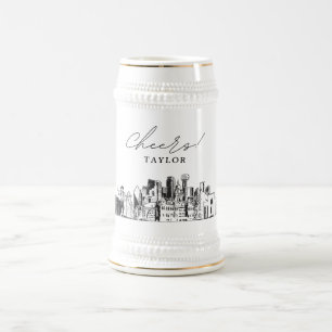 Personalisiertes Geschenk Dallas Skyline Beer Stei Bierglas