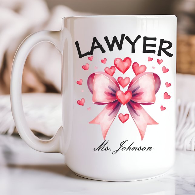 Personalisiertes Geschenk des Anwalts, Tasse von A (personalized lawyer gift, lawyer Valentine’s mug, coquette bow mug, custom name mug, attorney gift)