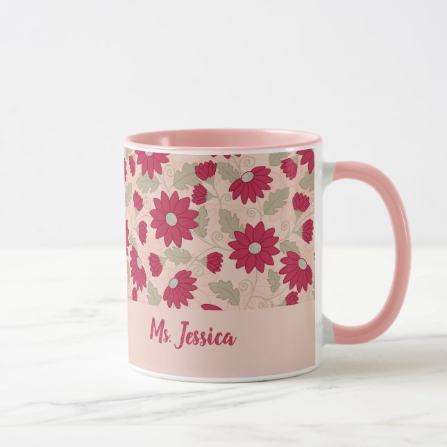 Personalisiertes Geschenk des Lehrers, rosa Gänse  Tasse (Rechts)
