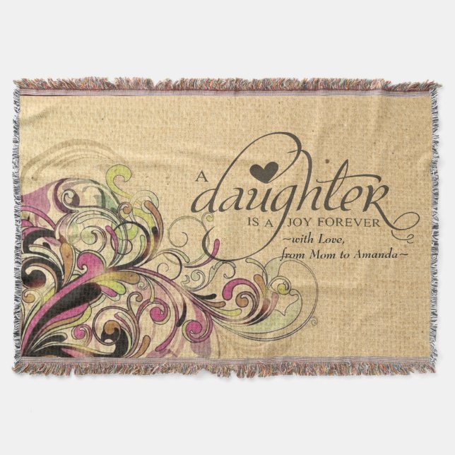 Personalisiertes Geschenk für Daughter Retro Blume Decke (Vorderseite)