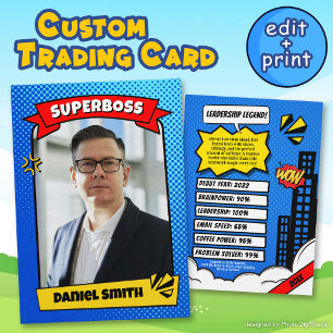 Personalisiertes Geschenk für den Chef, Comic Supe Telefonnummerkarte